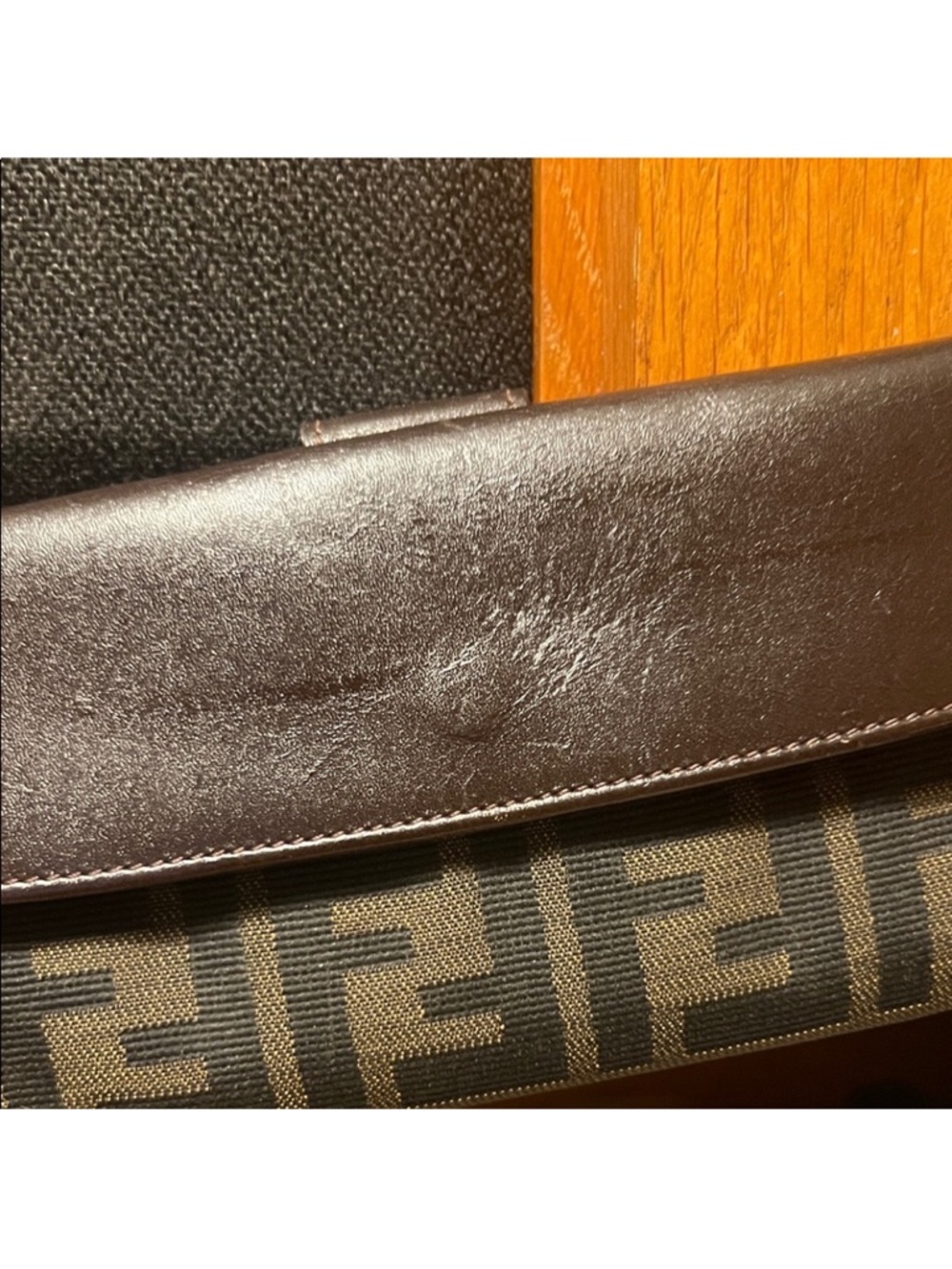 Fendi Brown & Black Logo Chain Shoulder Wallet - Picture 2 of 13